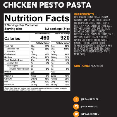 Peak Refuel Chicken Pesto Pasta