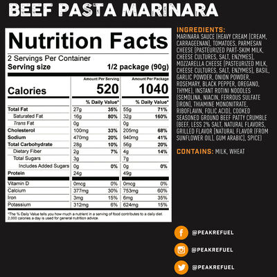 Peak Refuel Beef Pasta Marinara